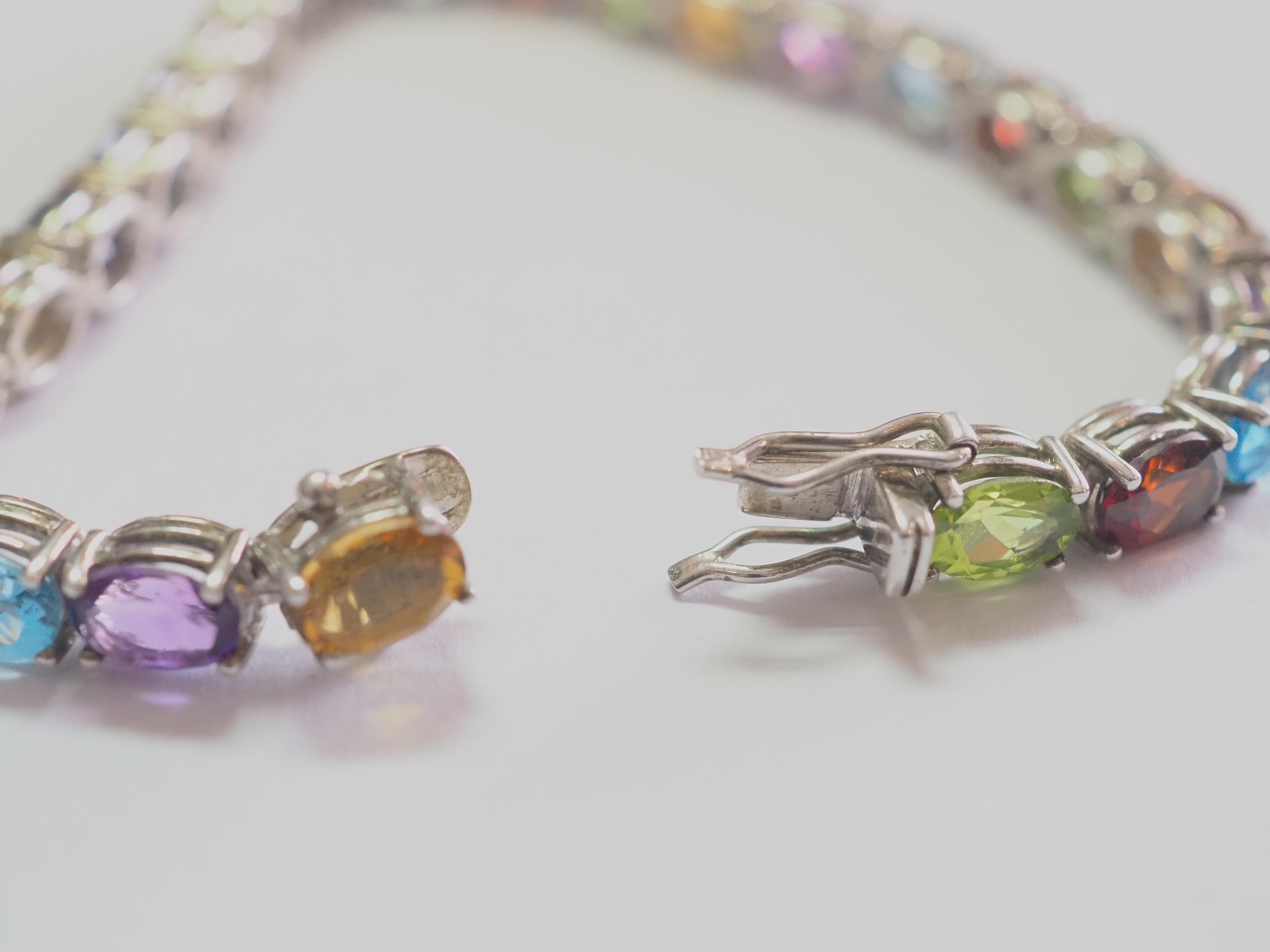 Sterling Silver 23.30ctw Oval Multi-Stone Tennis Bracelet In New Condition In เกาะสมุย, TH