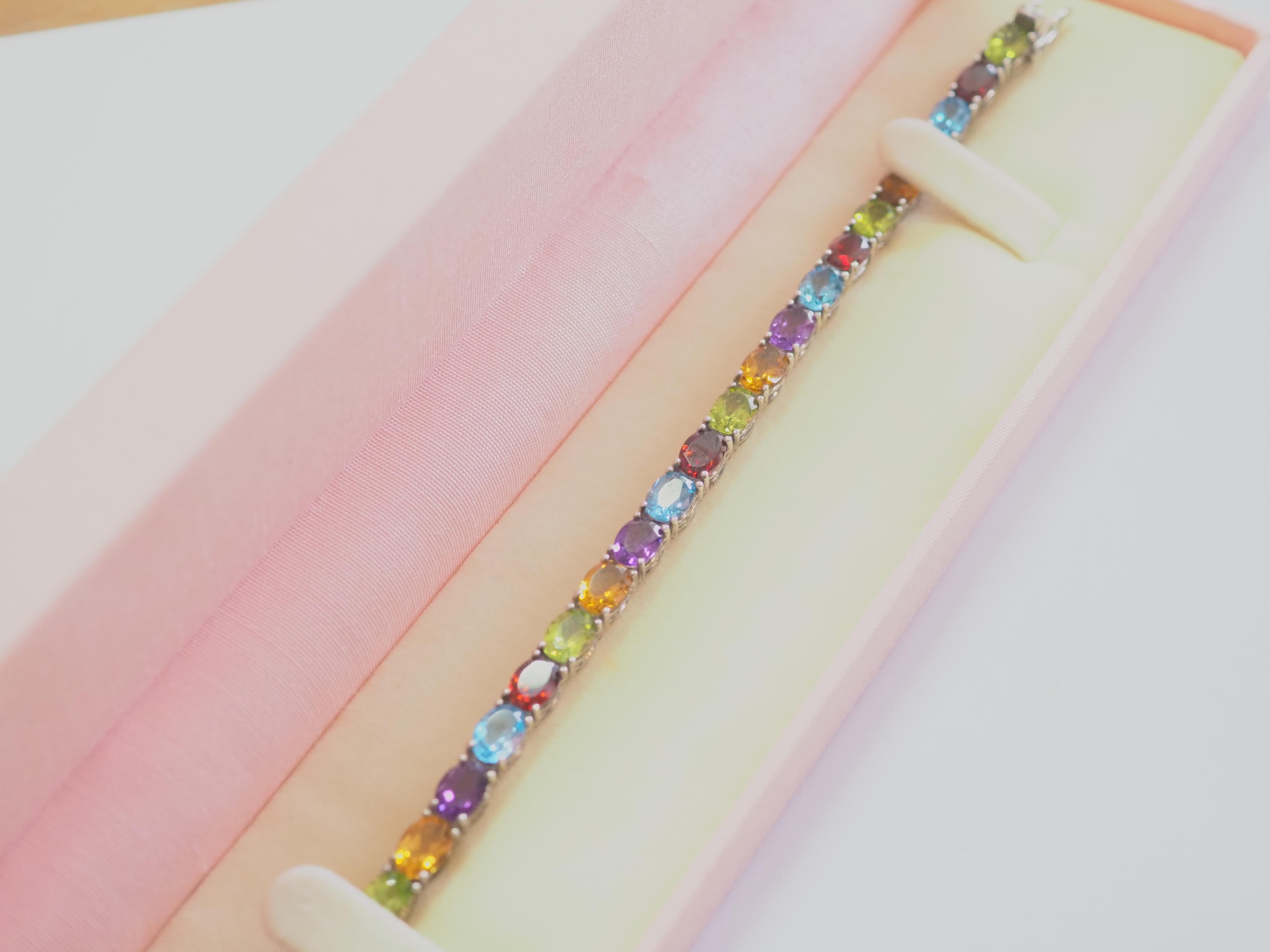 Sterling Silver 23.30ctw Oval Multi-Stone Tennis Bracelet 2