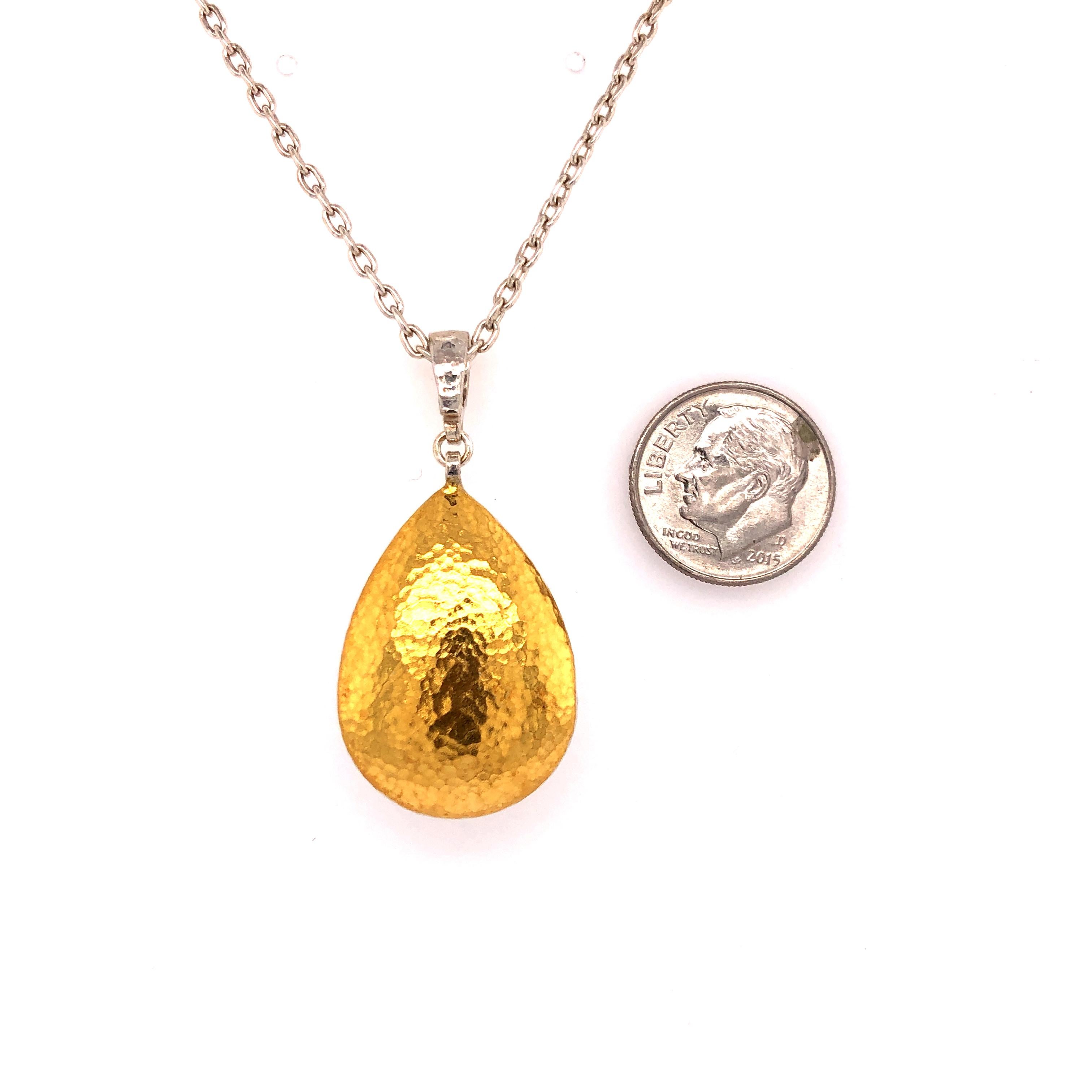 Women's  Sterling Silver & 24KY Pear Pendant For Sale
