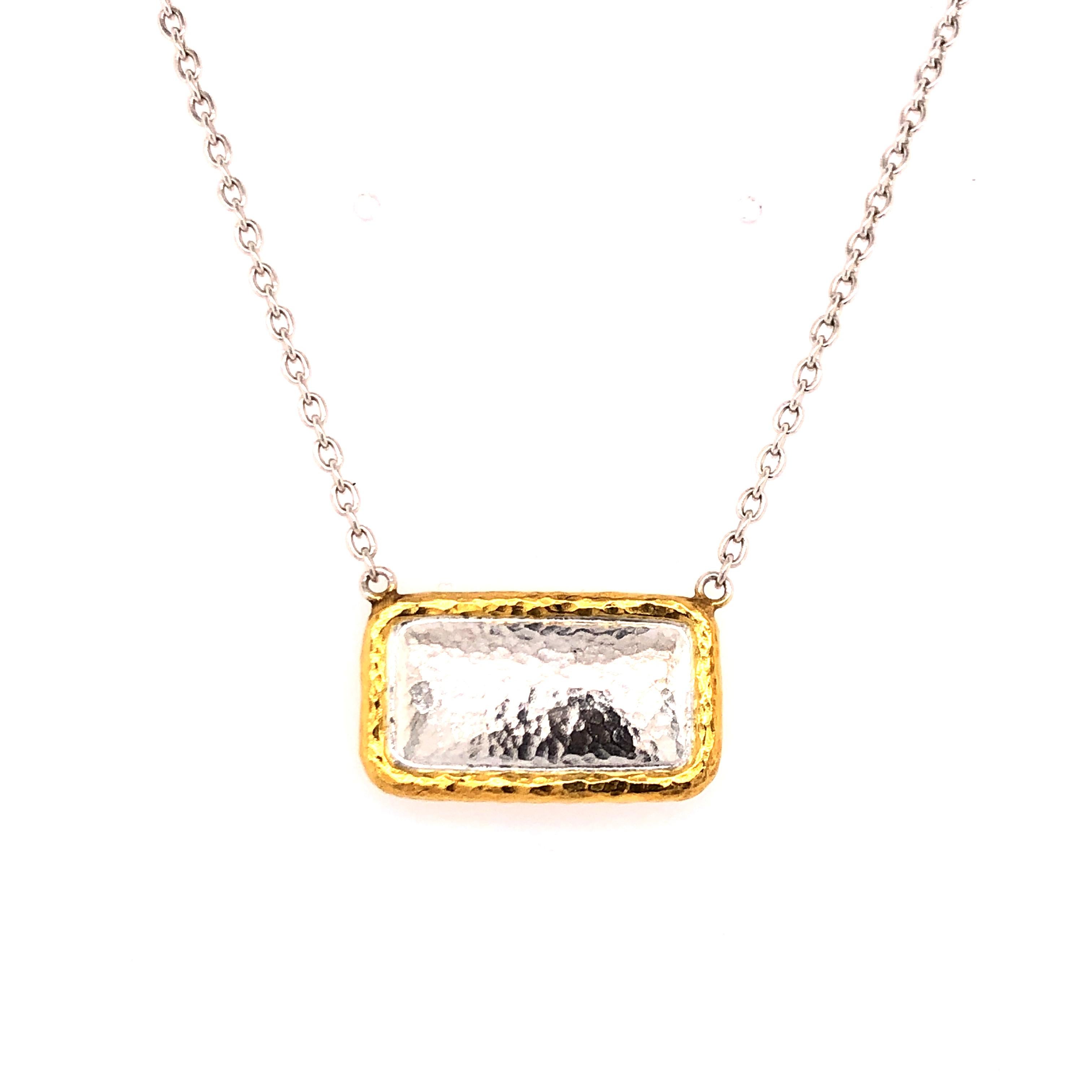 Sterling Silver & 24KY Rectangular Pendant

Length: 18 inches

Stamped: Gurhan, 925, NA47766