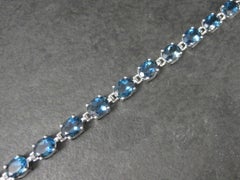 Sterling Silver 29 Carat Blue Topaz Bracelet 7.5 Inches