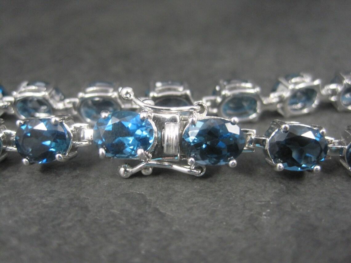 Sterling Silver 29 Carat Blue Topaz Bracelet 7.5 Inches For Sale 3