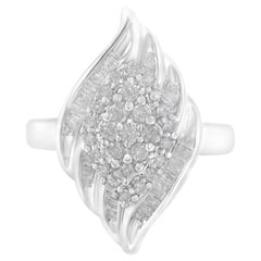 Anello da cocktail a cascata con diamanti da 3/4 ctw in argento sterling