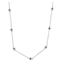 Sterling Silver 3/4ct TDW Treated Blue Diamond Station Necklace 'I2-I3'