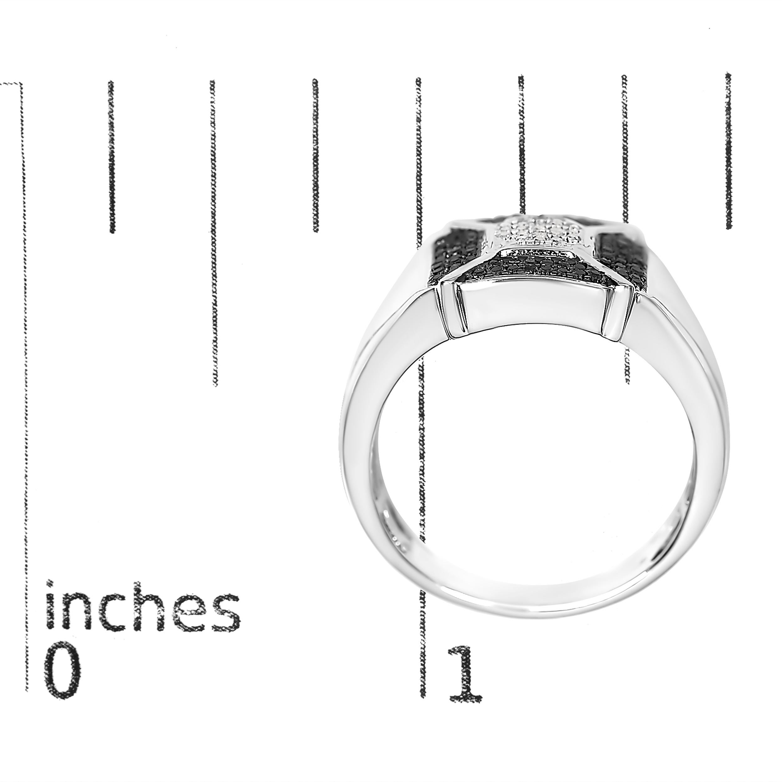Sterling Silver 3/8ct Composite Enhanced Black and White Diamond Men's Band Ring For Sale 1