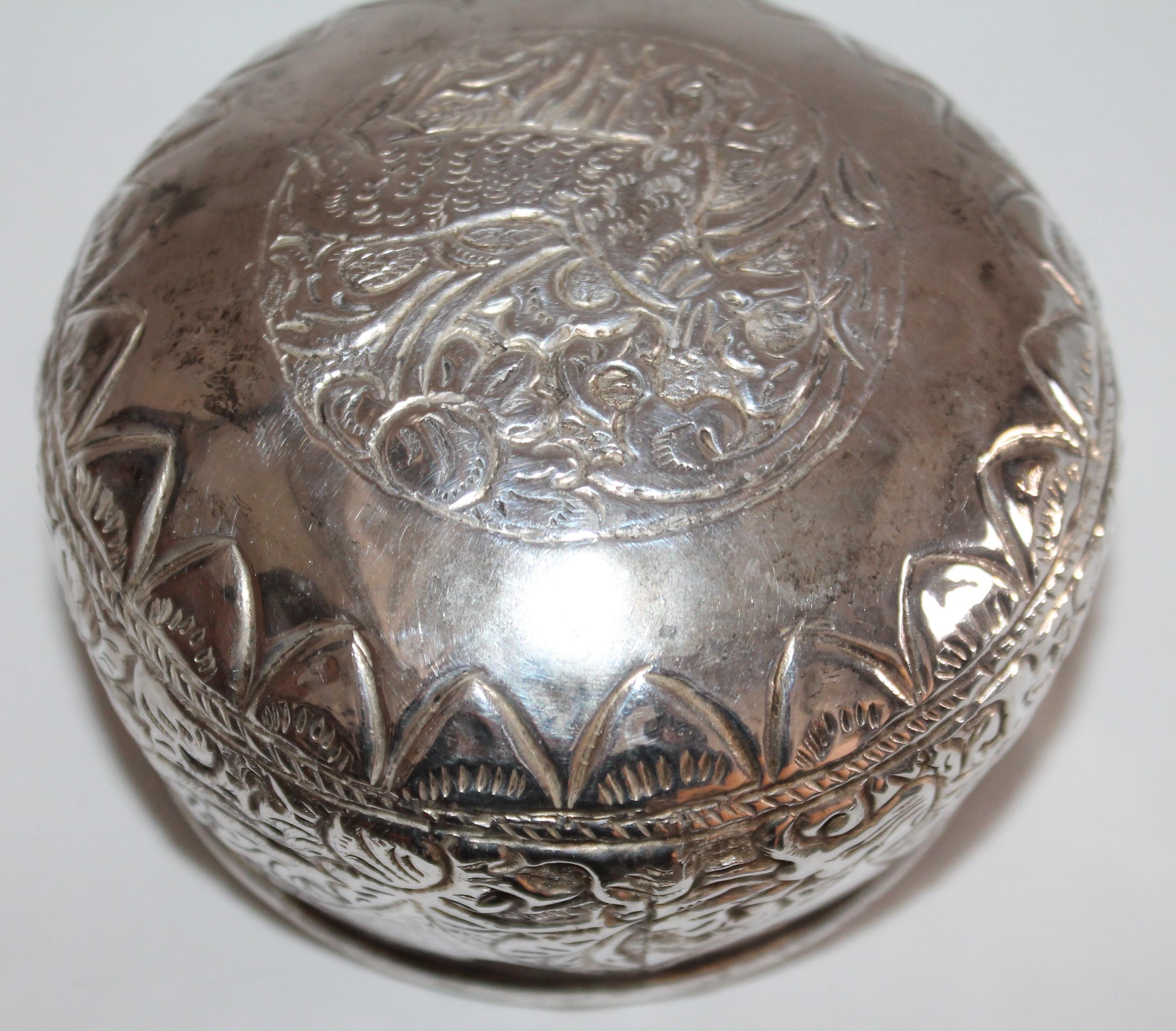 Folk Art Sterling Silver 3 Pieces, Peruvian Serving Set For Sale