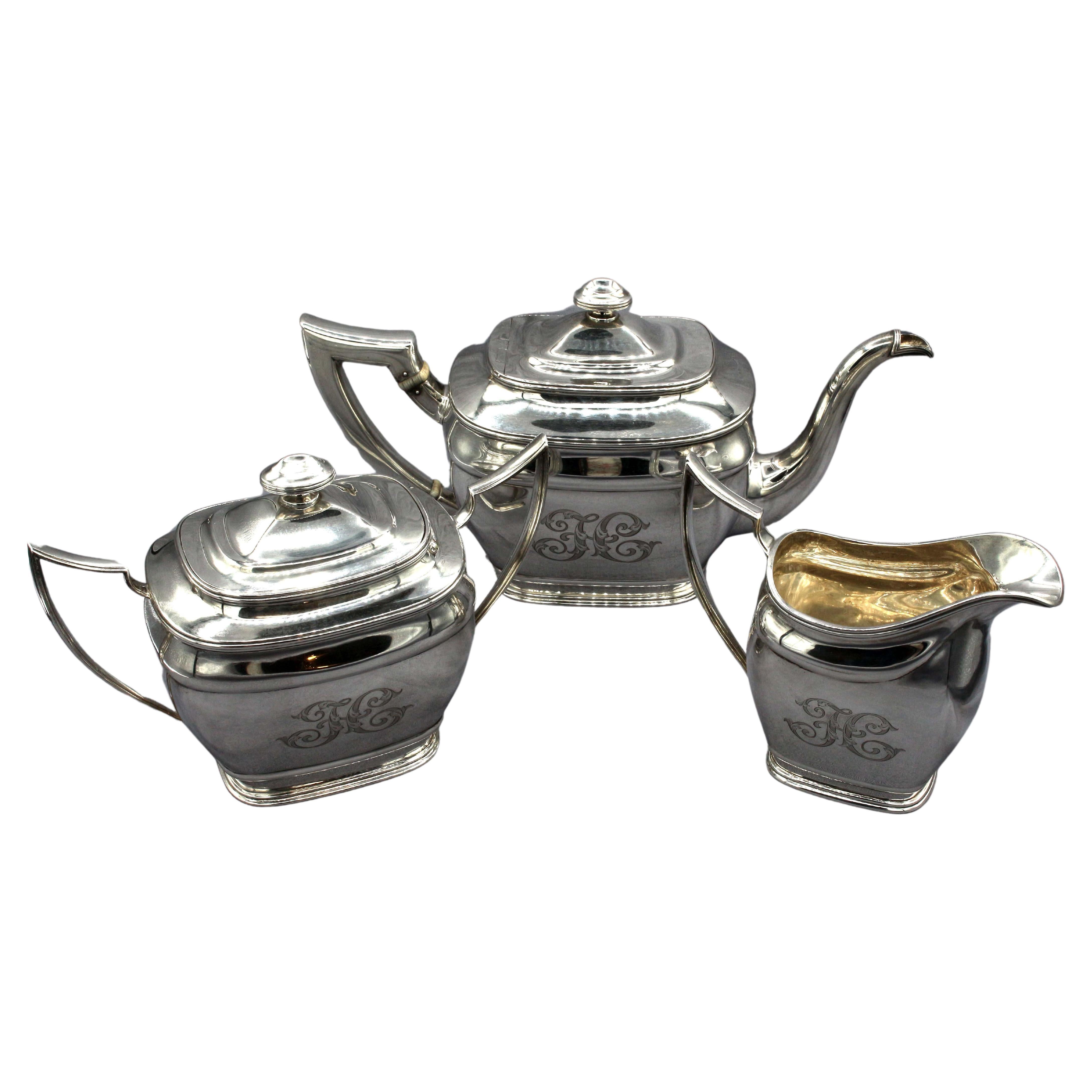 Sterling Silver 3-Piece Tea Set by Towle, circa 1900-30 For Sale