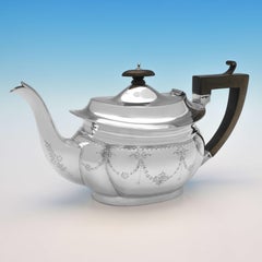 Attractive Engraved Antique Sterling Silver Tea Set - 3 Piece - Birmingham 1914