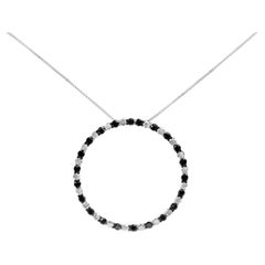 Collier créole en argent sterling avec diamants traités noirs et blancs alternés de 3,0 carats