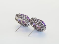 Sterling Silber 30,53ct Oval Amethyst & Weiß Quarz Halo Ohrstecker