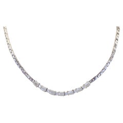 Sterling Silver 3.15ct Cat's Eye Moonstone & White Stone Necklace, 16.5 in