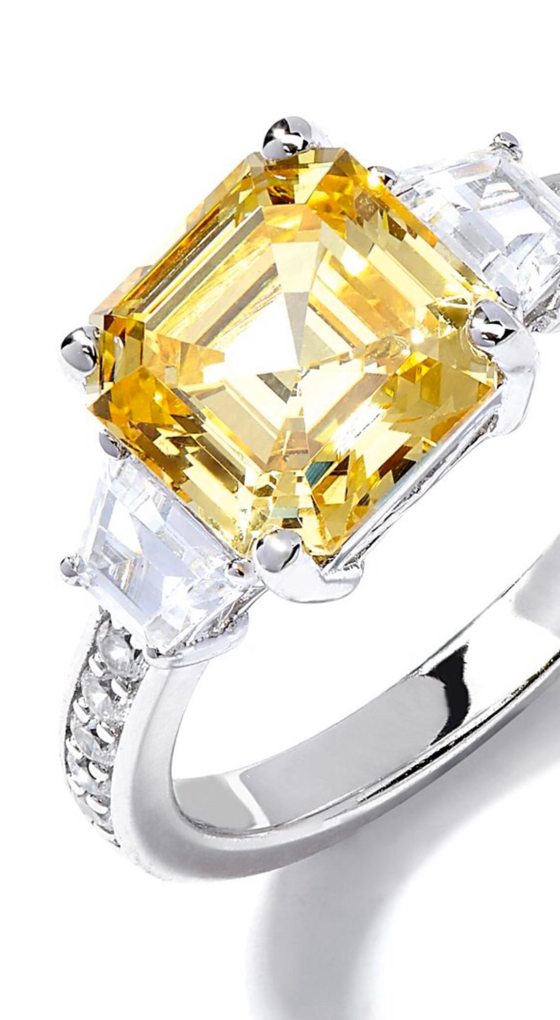 50 Ct Fancy Cocktail Asscher Cut Engagement Wedding Ring 925 Sterling Silver
