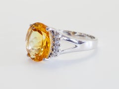 Anillo de plata de ley con citrino y cuarzo blanco talla oval de 3,85 ct, tamaño 8,25