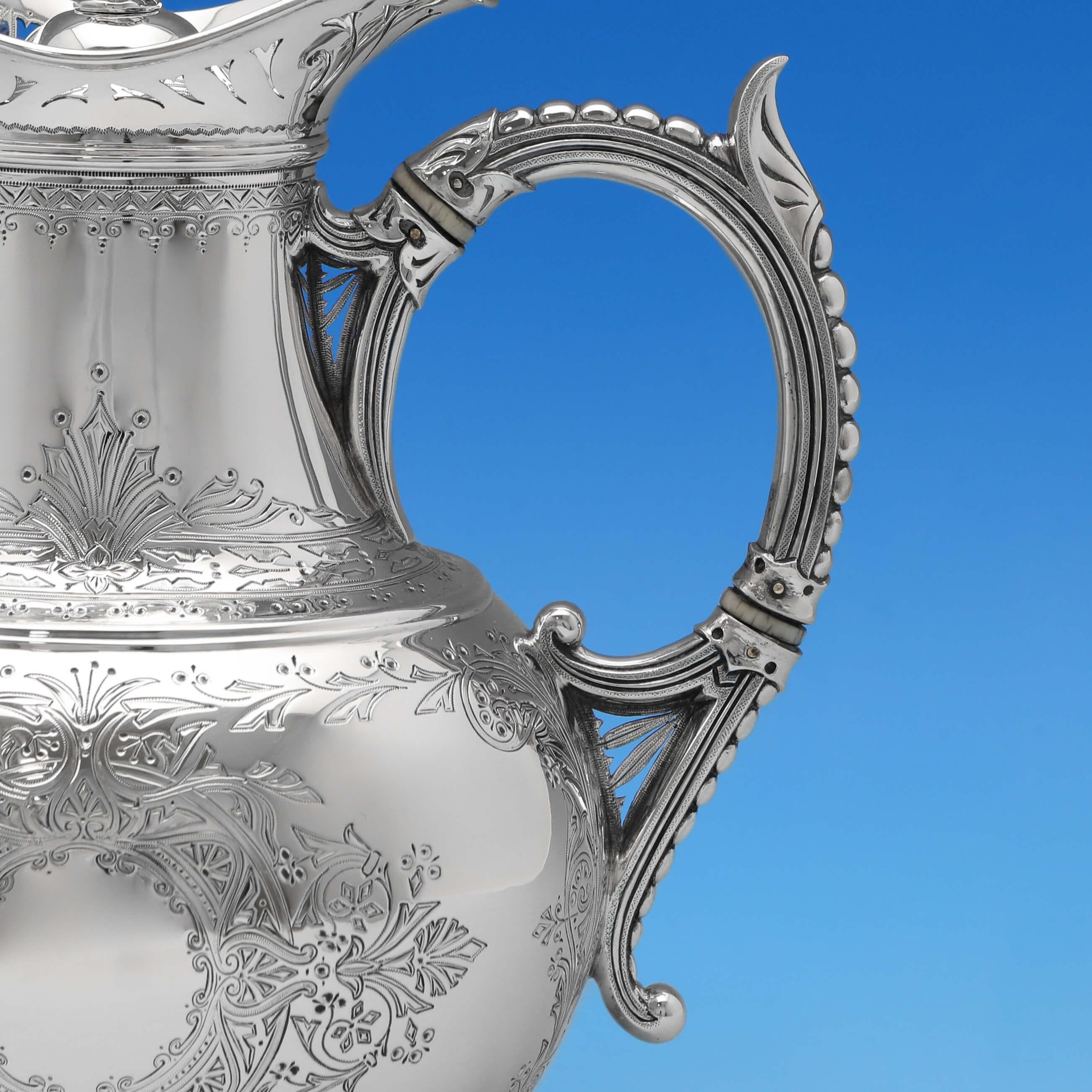 Victorian 4-Piece Antique Sterling Silver Tea Set by Elkington, London, 1888 2