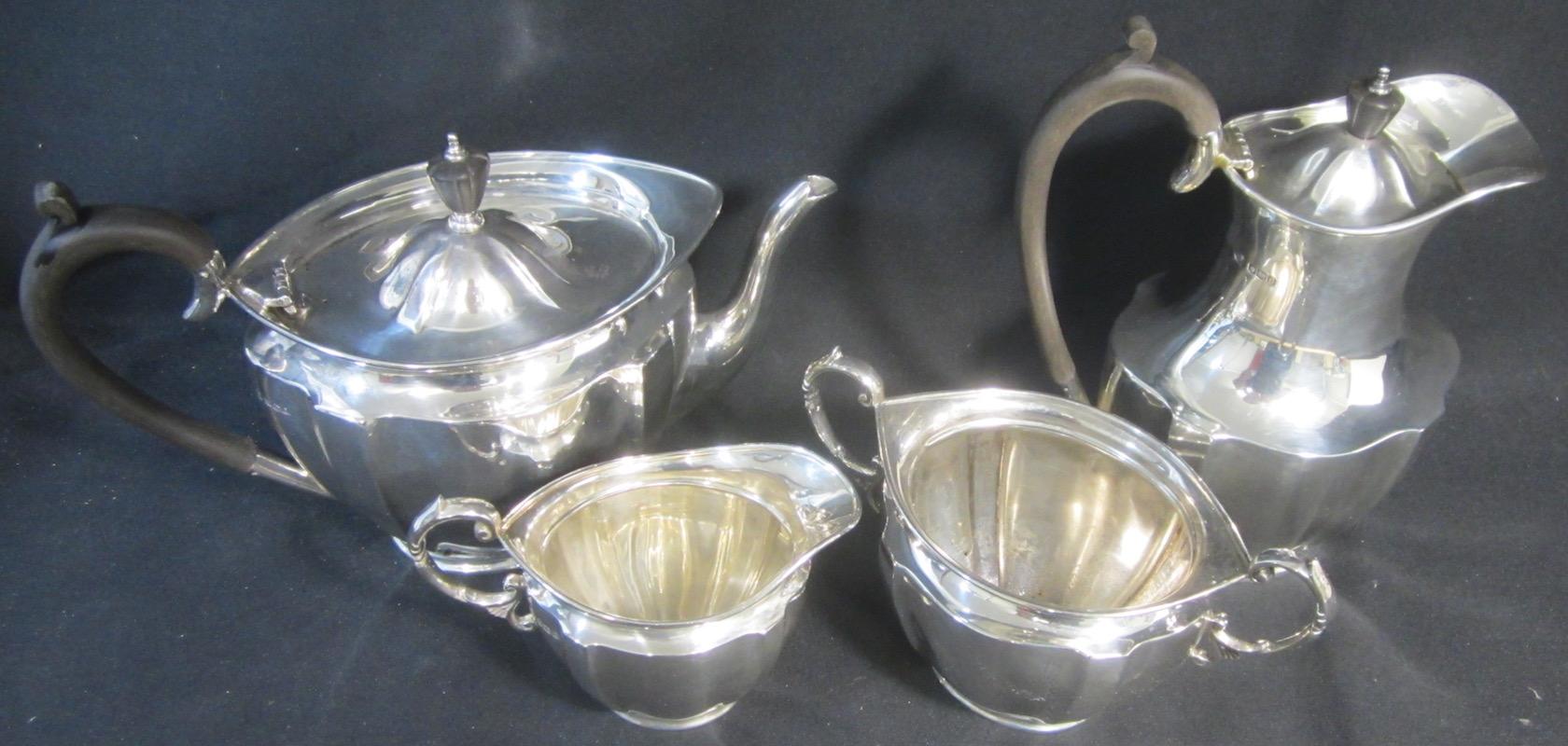Hand-Crafted Sterling Silver 4-Piece Tea and Coffee Set For Sale