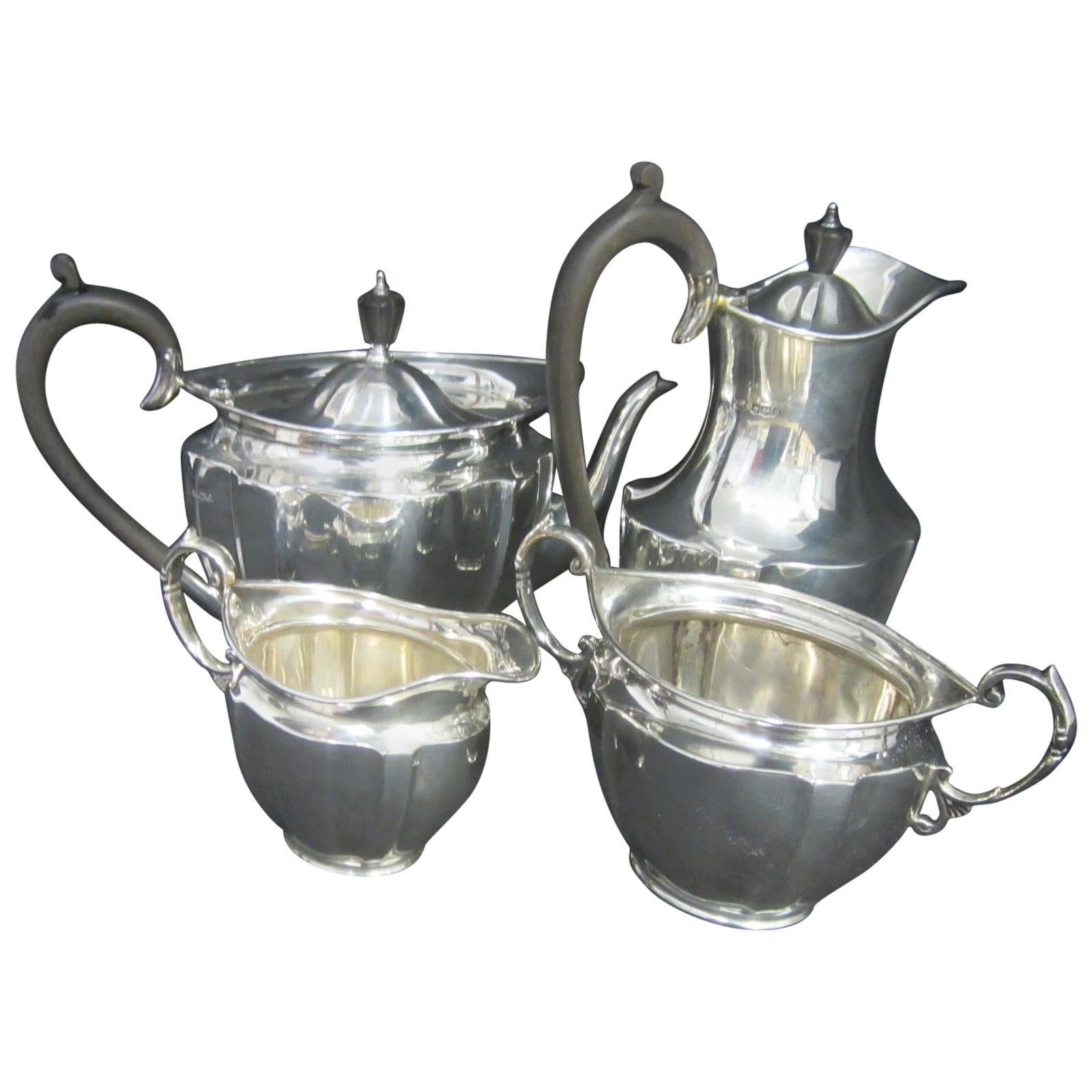 Sterling Silver 4-Piece Tea and Coffee Set For Sale