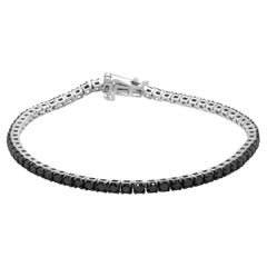 Sterling Silver 4.0 Carat Color Treated Black Diamond Classic Tennis Bracelet