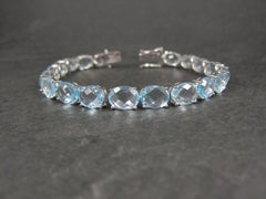 Sterling Silver 45.6 Carat Blue Topaz Tennis Bracelet