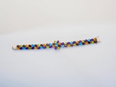 Bracciale in argento sterling con motivo floreale ovale a più pietre da 47ctw, 7,5".