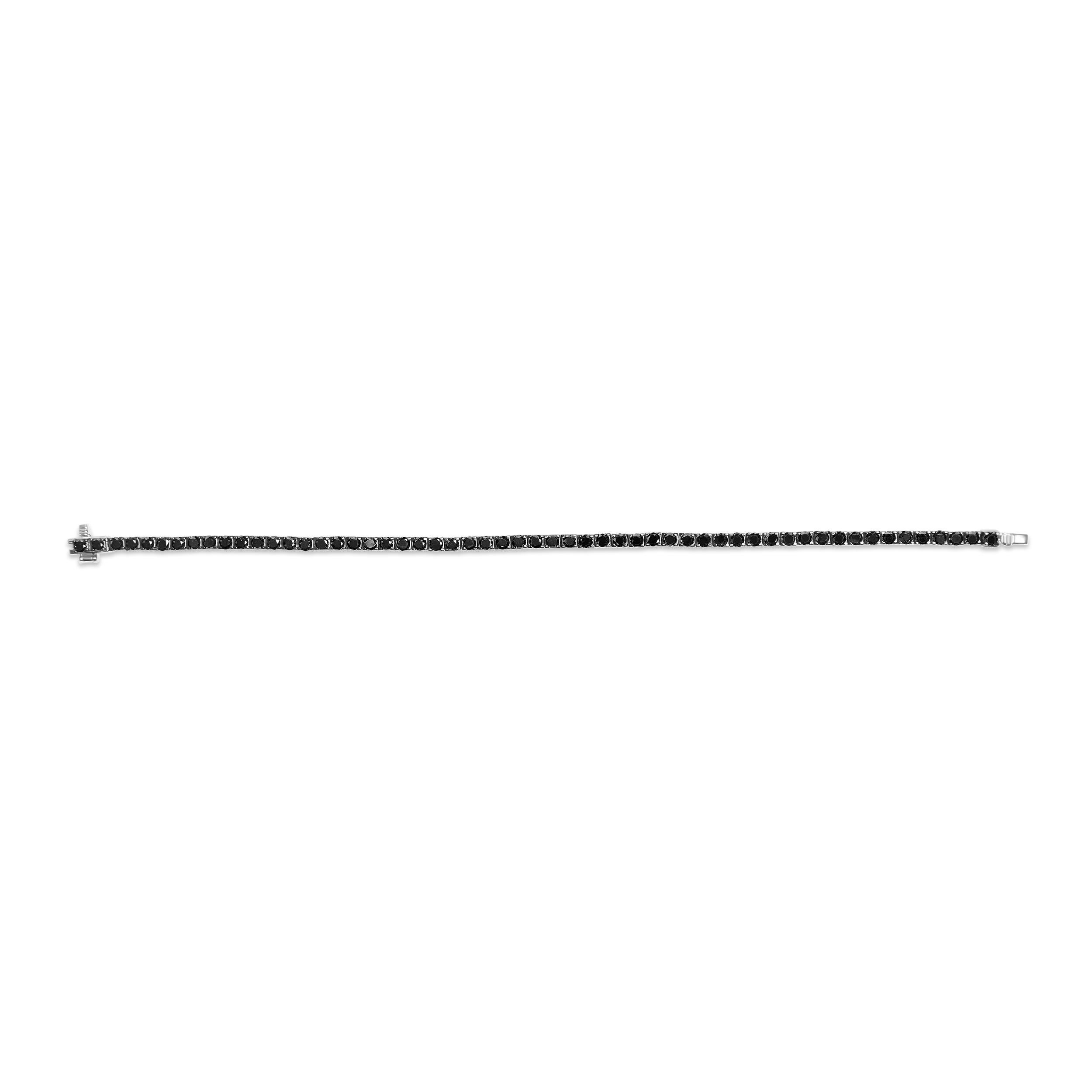 Modern Sterling Silver 5.0 Cttw Treated Black Diamond Classic Tennis Bracelet