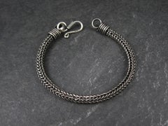 Pulsera de plata de ley con cadena de trigo tejida de cola de zorro de 5 mm 7,5