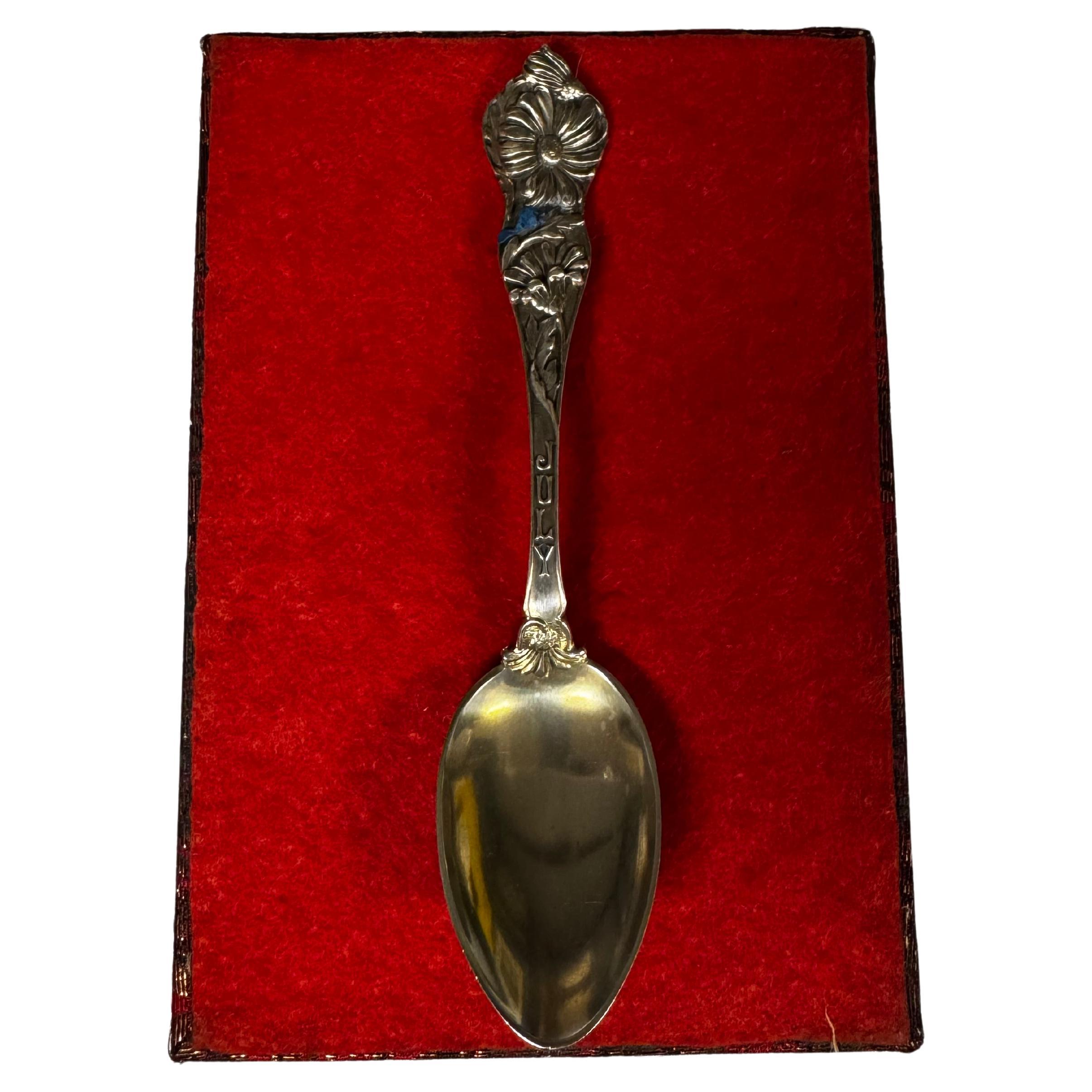 Sterling Silver 6" Floral Etched Spoon For Sale