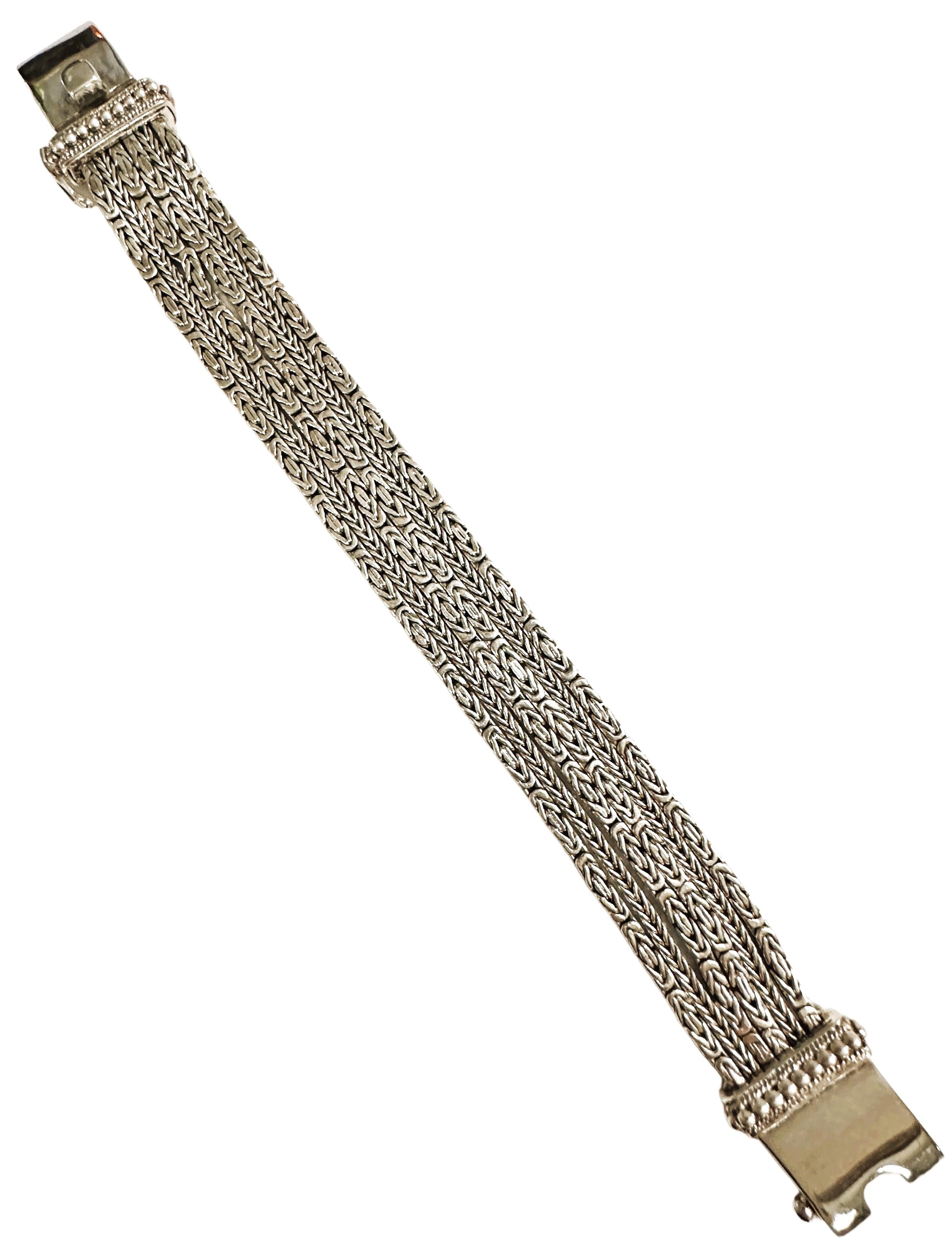A Silver 6 Strand Byzantine Heavy Statement Bracelet 1