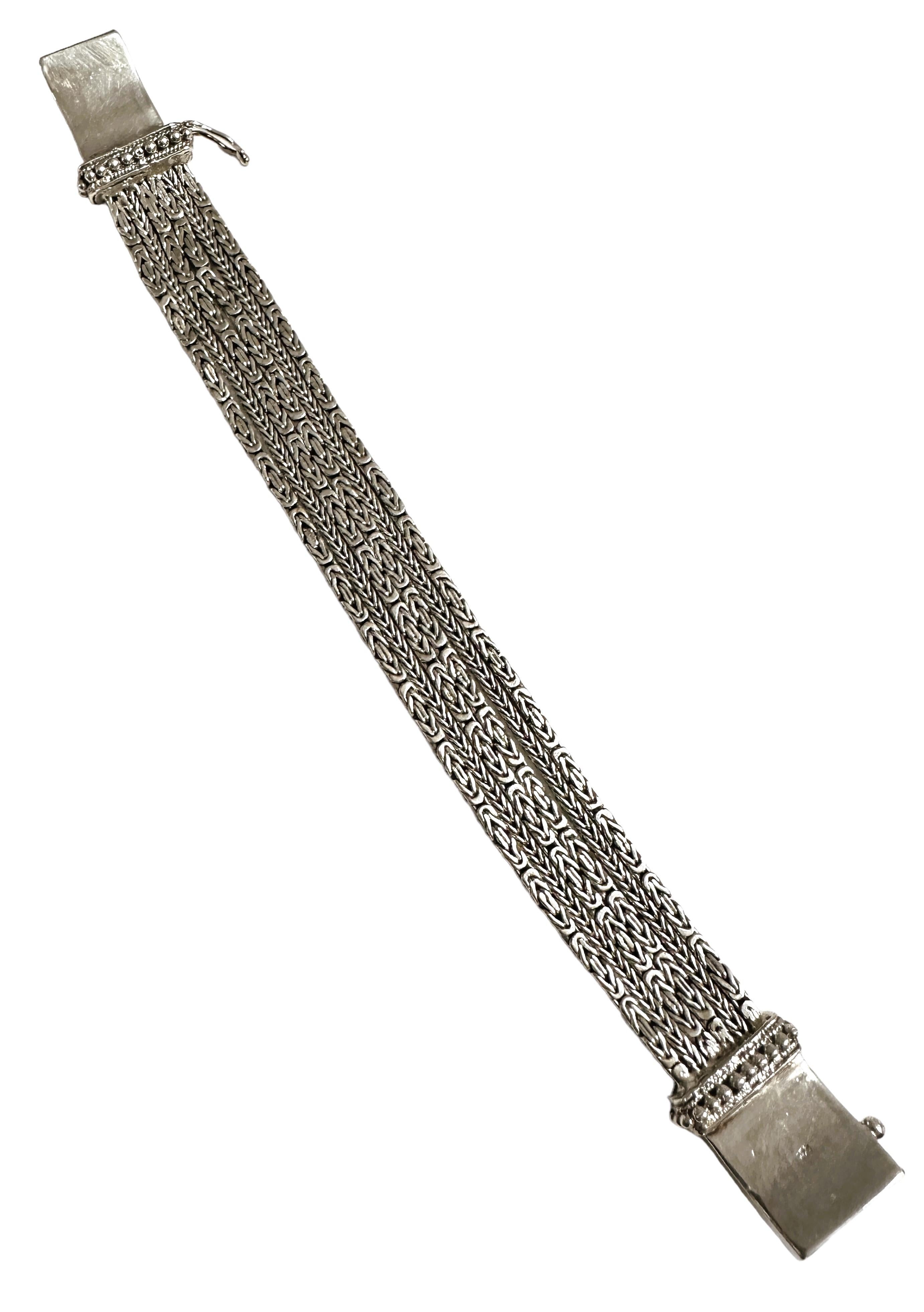 A Silver 6 Strand Byzantine Heavy Statement Bracelet 2