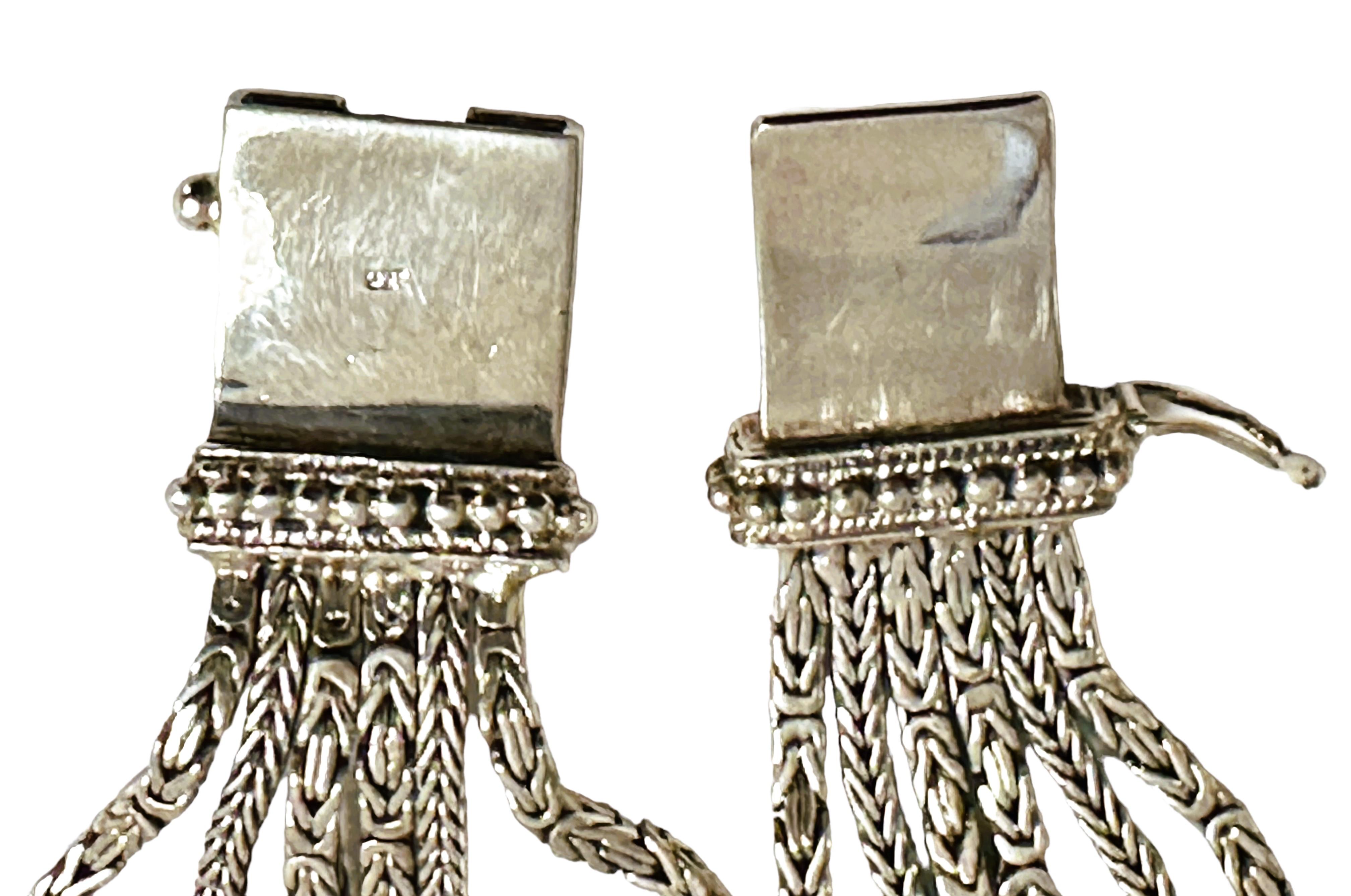 Sterling Silver 6 Strand Byzantine Heavy Statement Bracelet For Sale 4
