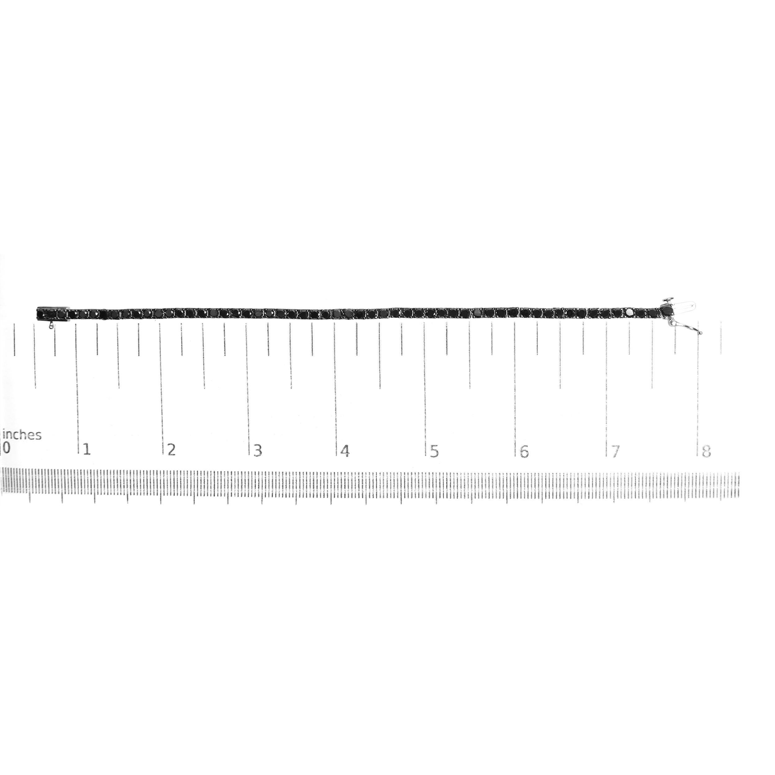 Round Cut Sterling Silver 6.0 Cttw Treated Black Round-Cut Diamond Classic Tennis Bracelet For Sale