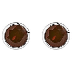 Sterling Silver 6MM Bezel Set Created Red Garnet Solitaire Stud Earrings