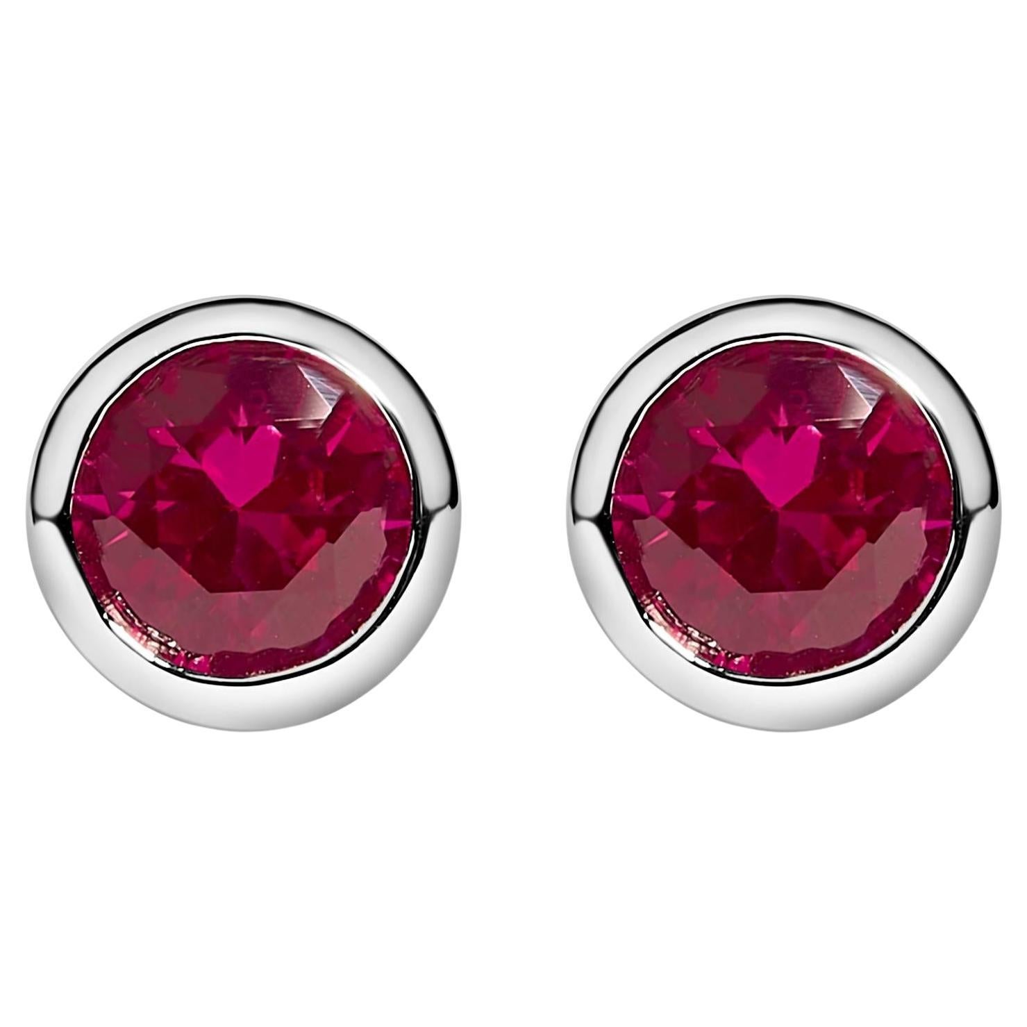 Orecchini in argento Sterling 6MM con castone e rubino rosso creato