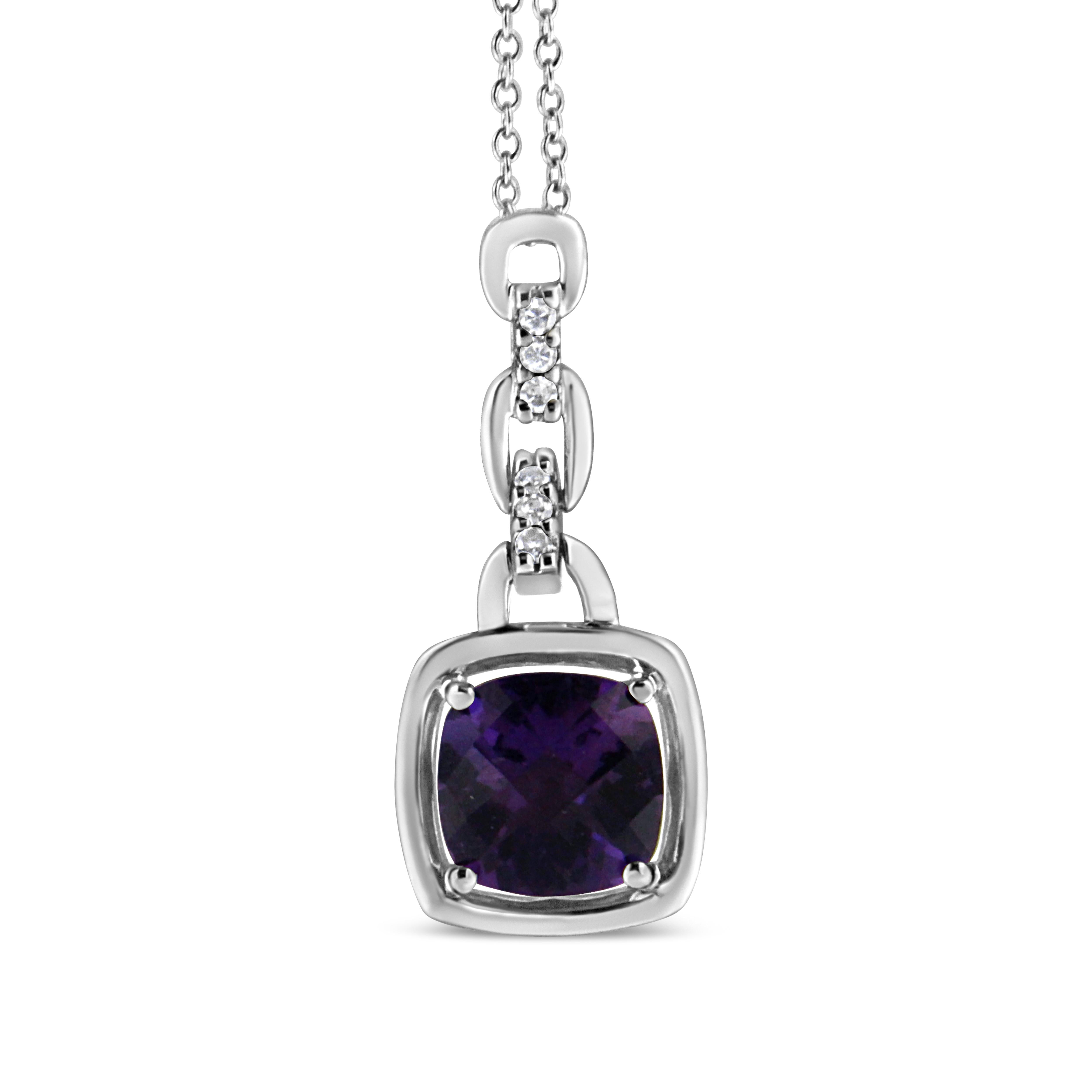 Contemporain Collier pendentif boule en argent sterling avec améthyste violette et diamants accentués en vente