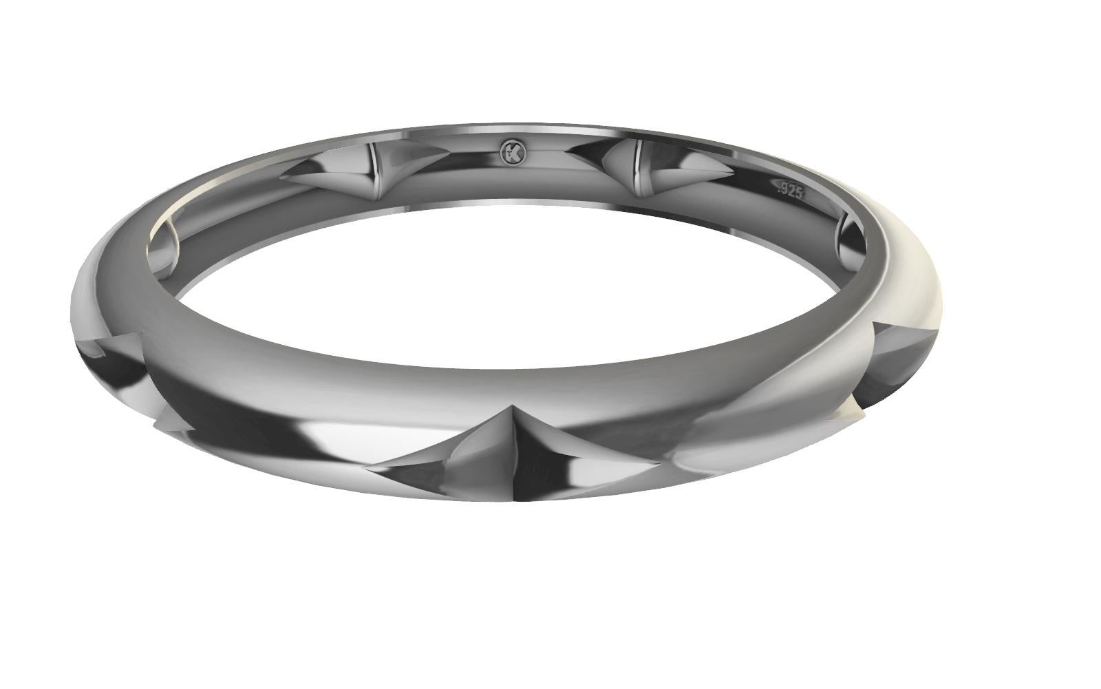 Sterling Silver 7 Rhombus Bangle, Tiffany designer, Thomas Kurilla has redesigned this bangle, same design narrower  faster rhombus  and  stackable. My absolute favorite shape to design with.
The number seven, considered to be the perfect number.