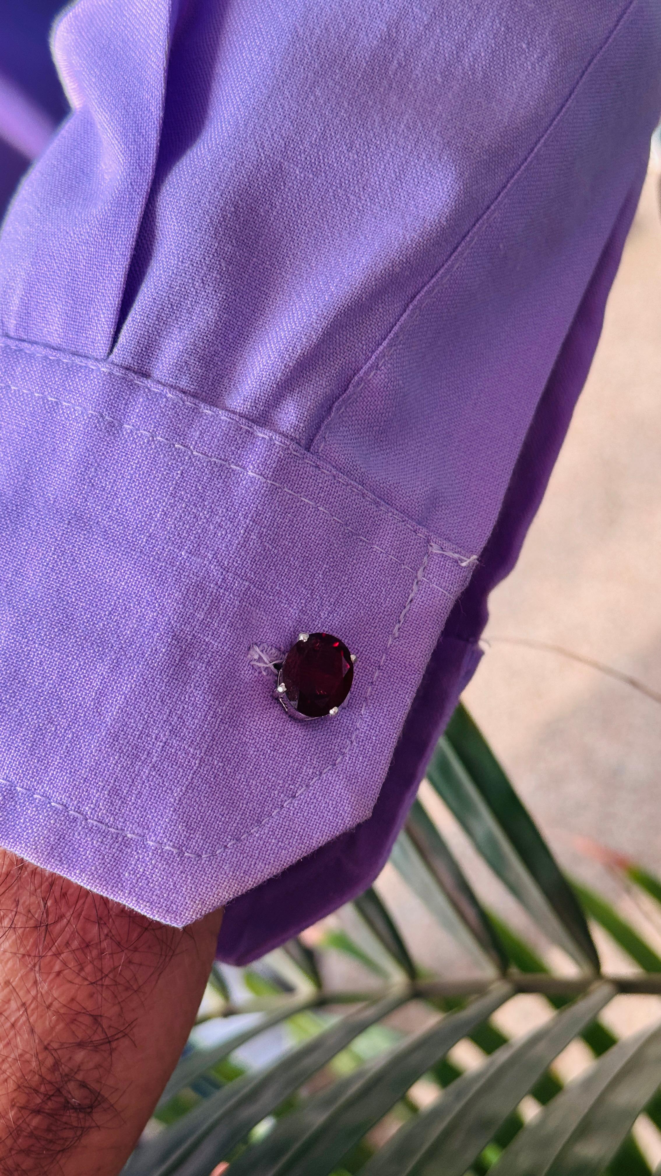 Oval Cut Sterling Silver 7.40 CTW Oval Garnet January Birthstone Cufflinks For Sale