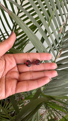 Gemelli in argento sterling con granato ovale da 7,40 CTW, pietra di nascita di gennaio