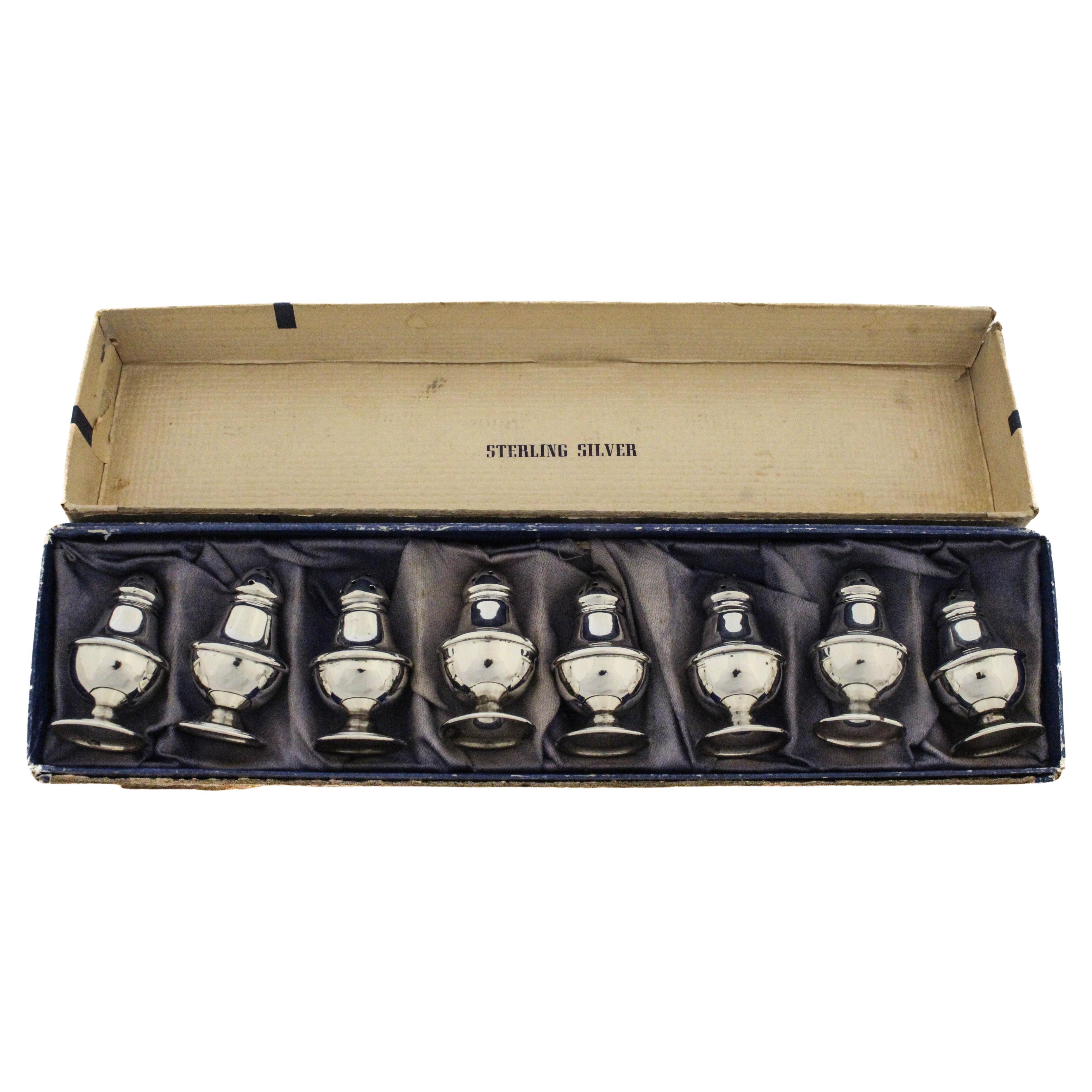 Sterling Silver 8 Piece Individual Salt & Pepper Shakers
