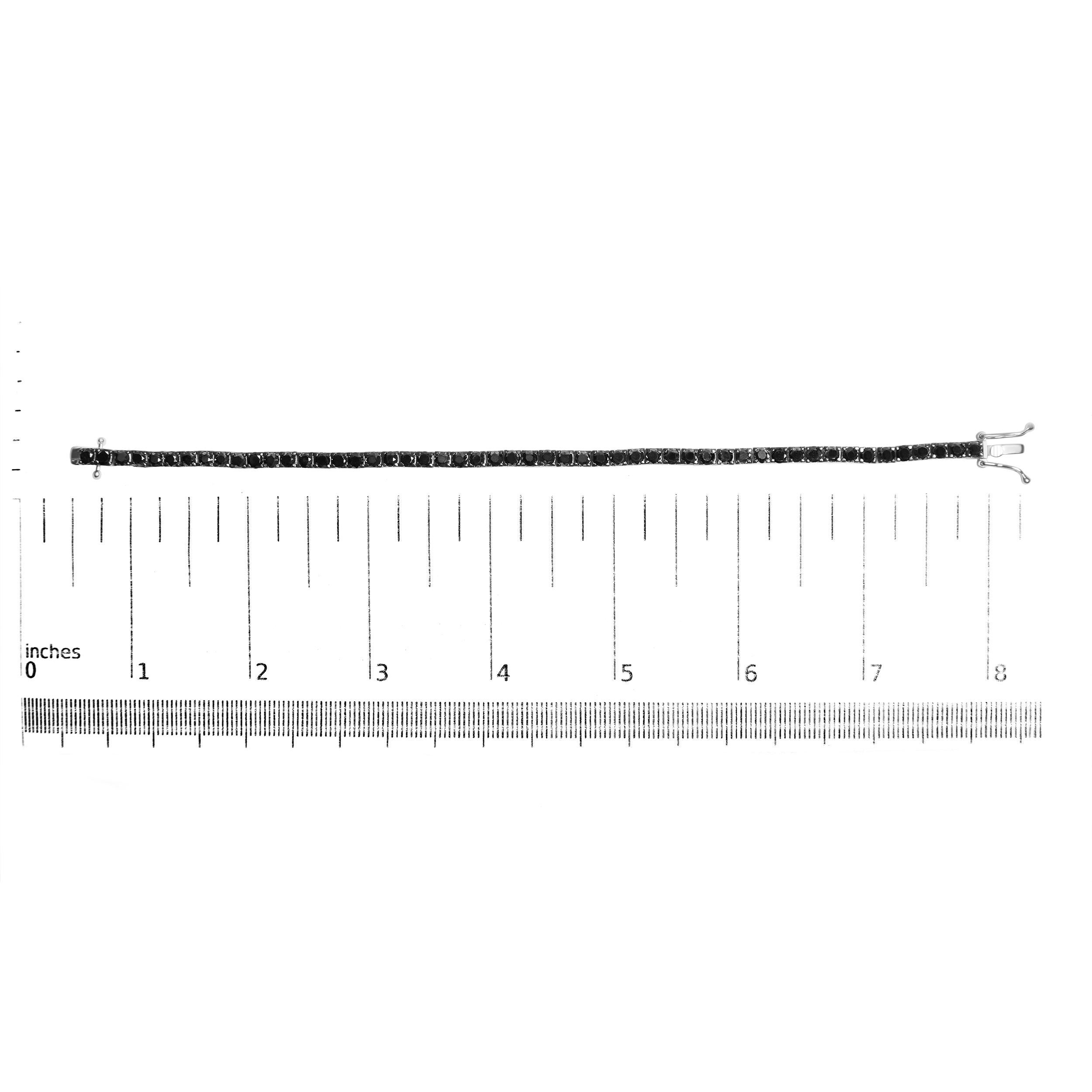Round Cut Sterling Silver 8.0 Cttw Treated Black Round-Cut Diamond Classic Tennis Bracelet