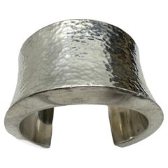 Sterling Silber .925 ~ 1 3/4" breit ~ Designer gehämmertes Manschettenarmband