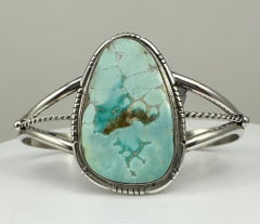 Sterling Silver .925 1"x 1 1/2" Kingman Turquoise Cuff Bracelet by Dave Skeets
