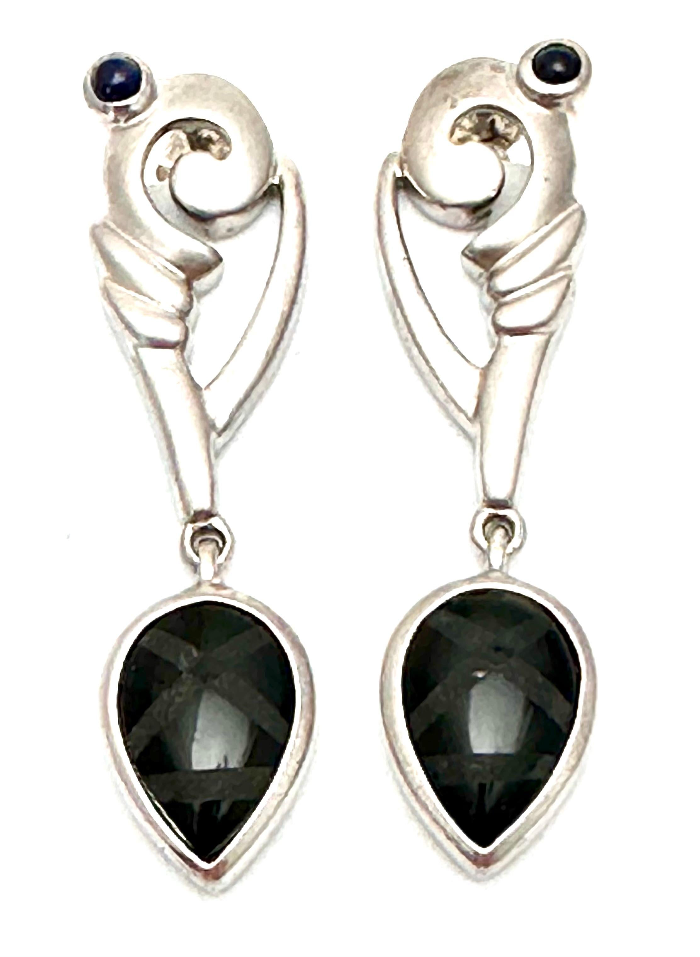 Cabochon Sterling Silver .925 4mm Sapphire Cabs Pear Shape Onyx 1/2