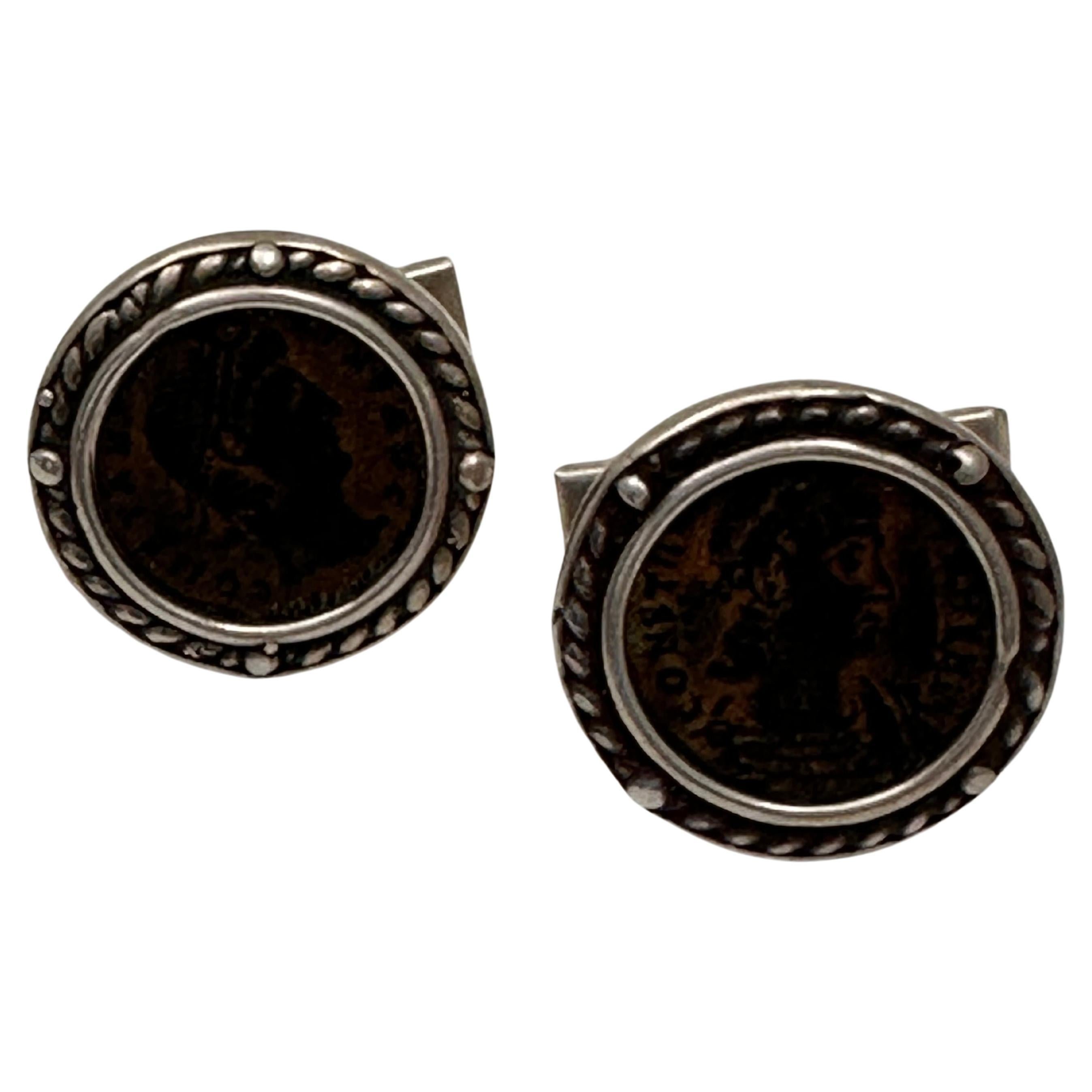 Sterling Silver .925 Constantine Coin 15mm Round Cufflinks 

THEORY OF GIVING:
Silver has been important to mankind since before the Bible was written. It was used to appease kings, emperors, and conquerors. 
Silver was used to award outstanding