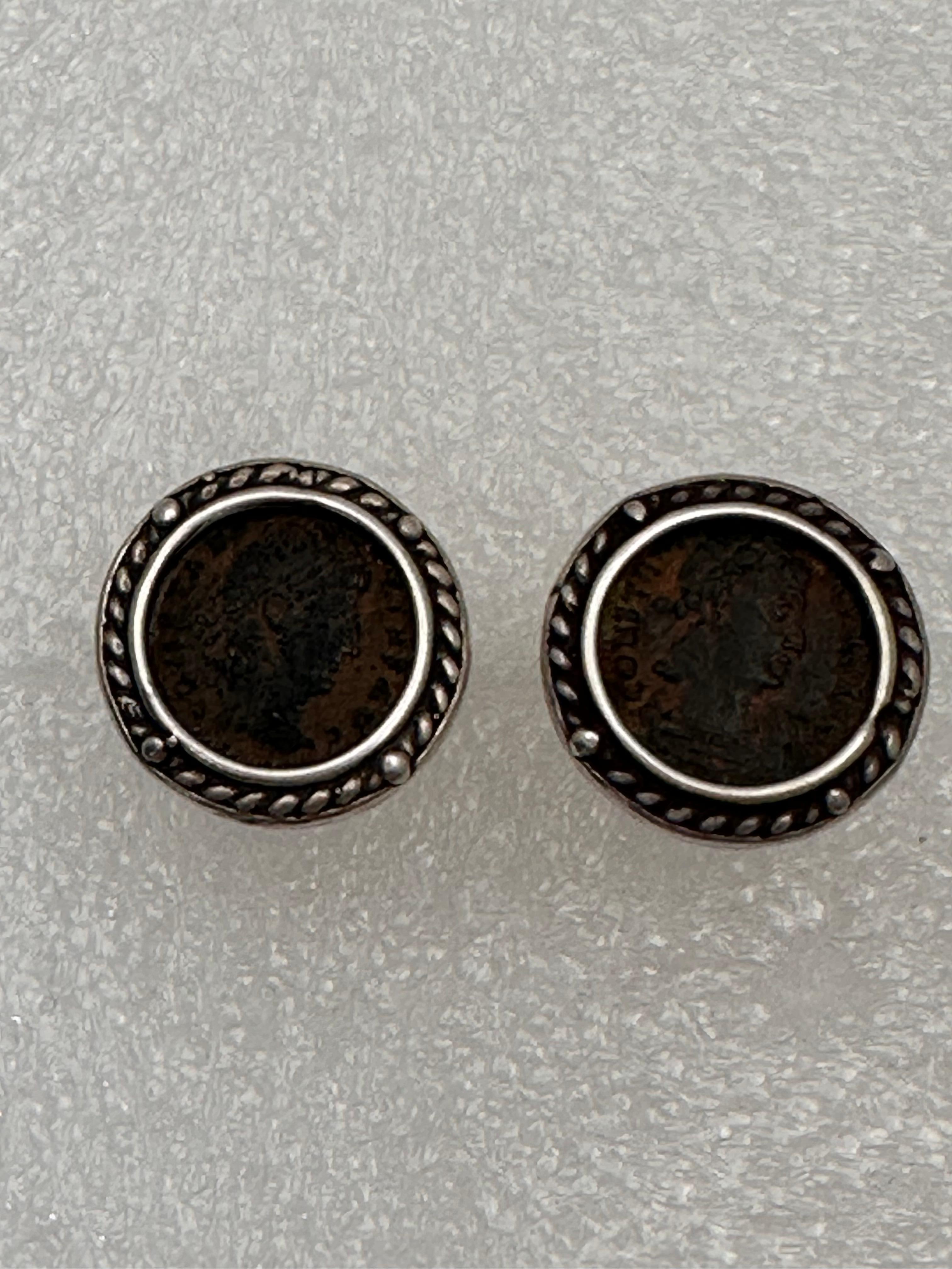 Sterling Silver .925 Constantine Coin 15mm Round Cufflinks  For Sale 2