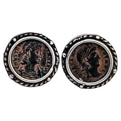Used Sterling Silver .925 Constantine Coin 15mm Round Cufflinks 