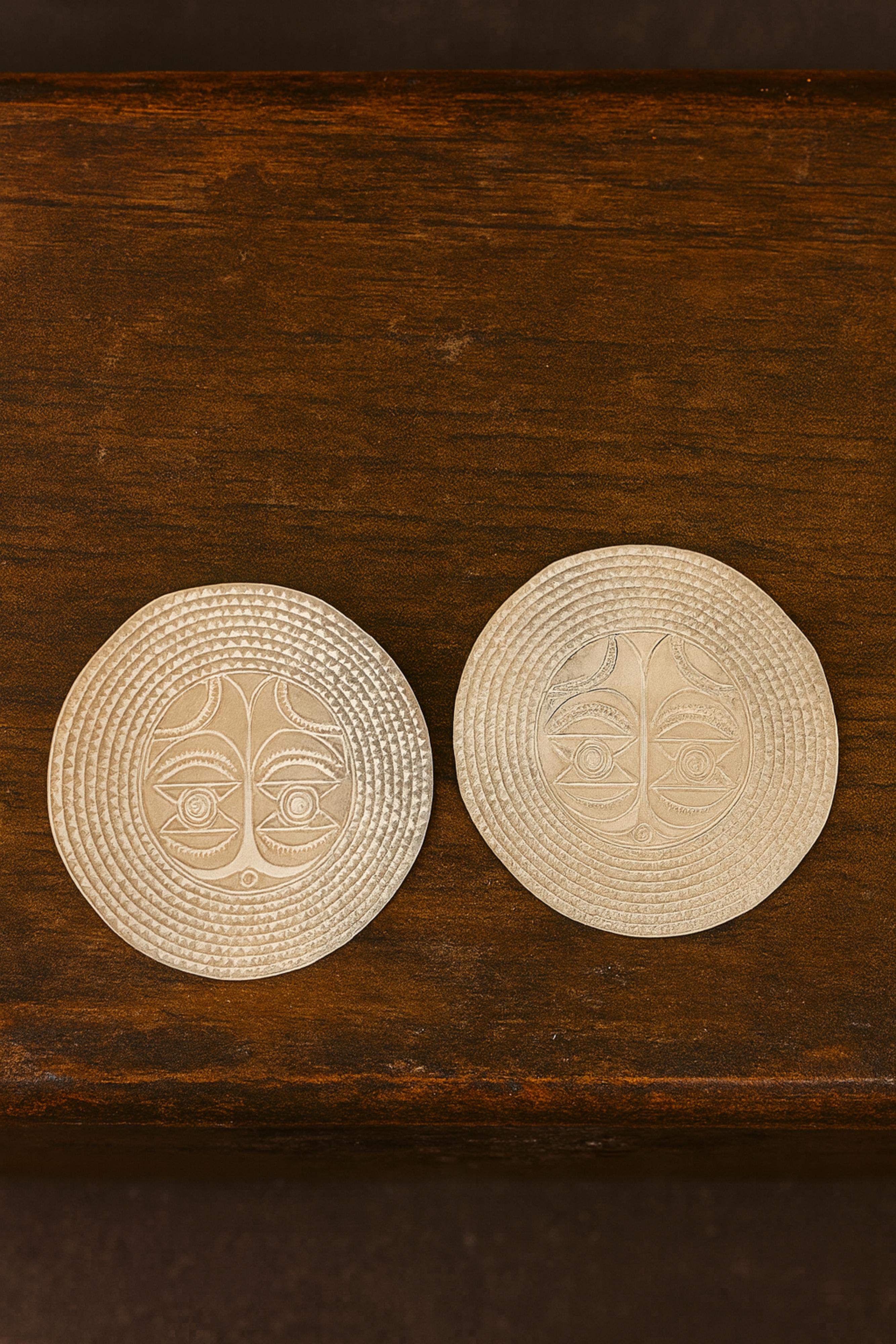 Sterling Silber 92,5% Handgefertigte Ohrringe - Inspirierte westafrikanische Masken im Angebot 5