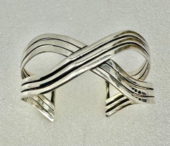 Sterling Silver .925 Handmade 1 1/4" Wide Eternity Cuff Bracelet