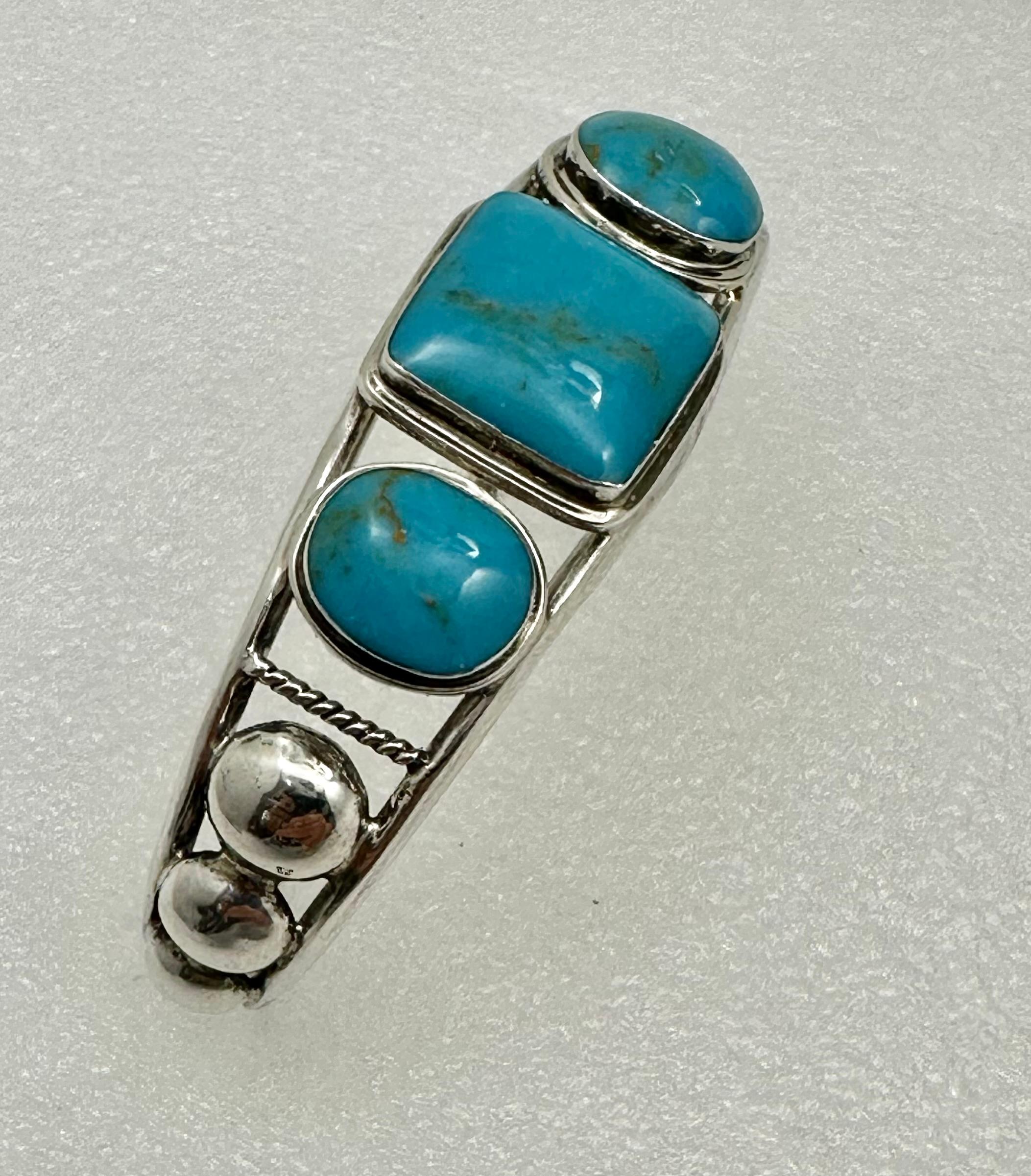 Sterling Silver .925  Kingman Turquoise Navajo Cuff Bracelet 3