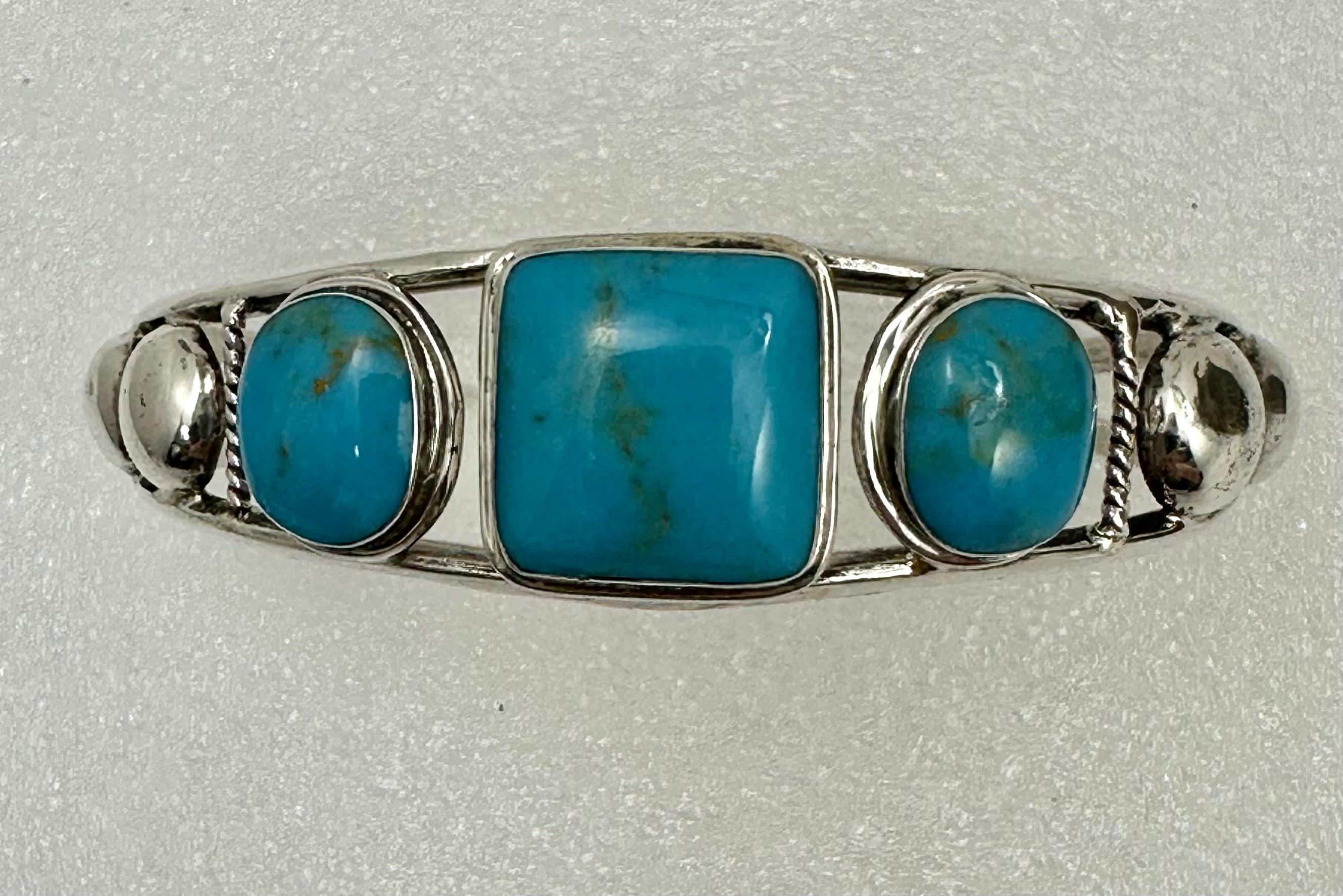 Sterling Silver .925  Kingman Turquoise Navajo Cuff Bracelet 2