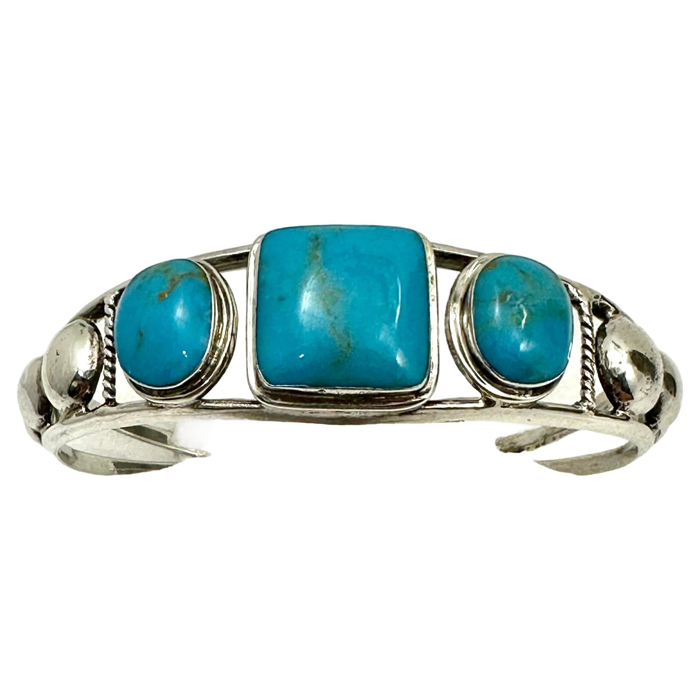Sterling Silver .925  Kingman Turquoise Navajo Cuff Bracelet