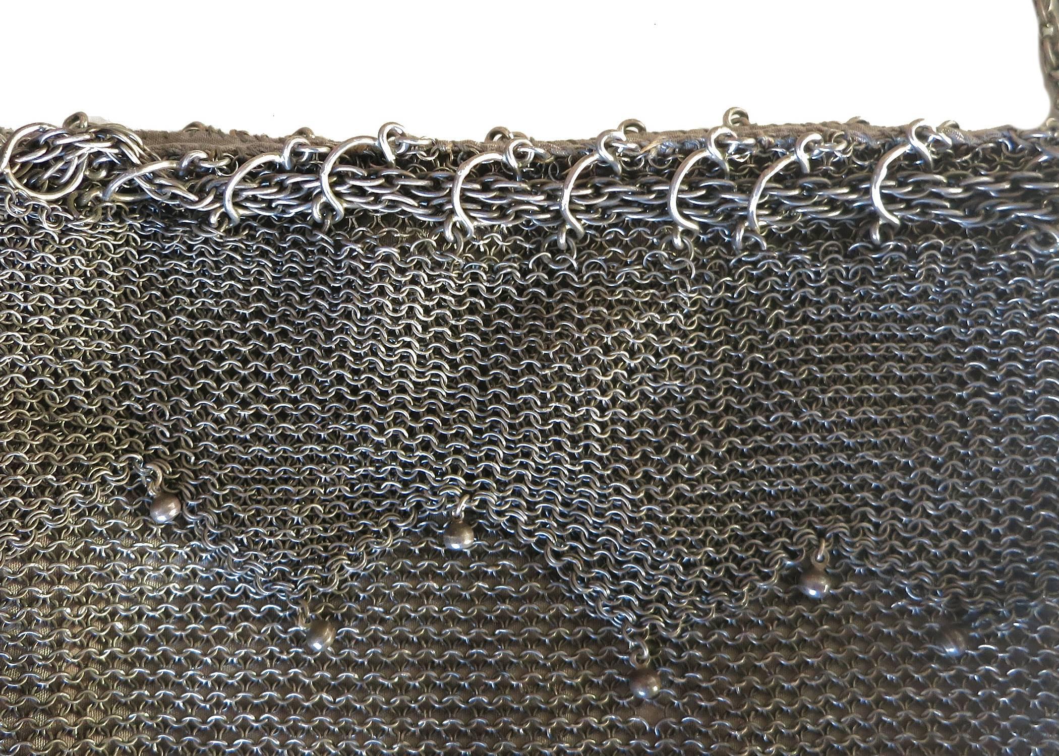 Early 20th Century Sterling Silver .925 Mesh Evening Bag Purse